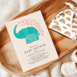 Elephant Baby Dusche mit Mutter und Kalb Einladung