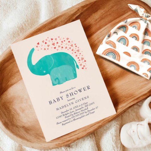 Elephant Baby Dusche mit Mutter und Kalb Einladung