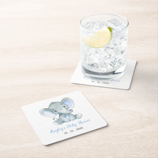 Elephant Baby Dusche Personalisierter Untersetzer (Vor Ort)