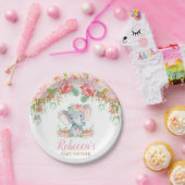 Elephant Baby Dusche Pink Blush Floral Dessert 7" Pappteller (Party)