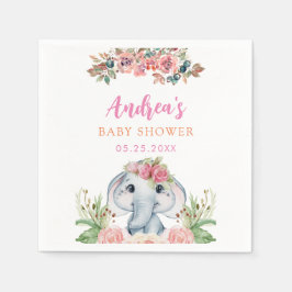 Elephant Baby Dusche Rosa Blume Napkins Serviette