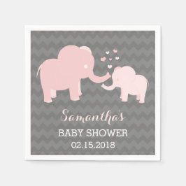 Elephant Baby Dusche Rosa und Grau Papier Napkins Serviette