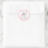 Elephant Baby Dusche Rosa und Weiß Runder Aufkleber (Tasche)
