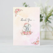 Elephant Baby Dusche Vielen Dank Dankeskarte (Stehend Vorderseite)