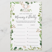 Elephant Baby Dusche wie alt waren sie Spielkarte (Vorderseite)