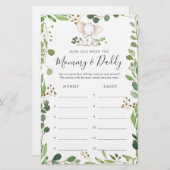 Elephant Baby Dusche wie alt waren sie Spielkarte (Vorne/Hinten)