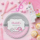 Elephant Baby Duschplatte, EDITABLE FARBE Pappteller (Party)