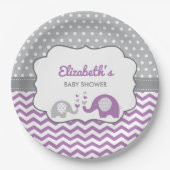 Elephant Baby Duschplatte, EDITABLE FARBE Pappteller (Vorderseite)