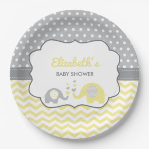Elephant Baby Duschplatte, EDITABLE FARBE Pappteller