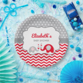 Elephant Baby Duschplatte, EDITABLE FARBE Pappteller (Party)