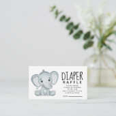 Elephant Baby Duwer Diaper Raffle Begleitkarte (Stehend Vorderseite)