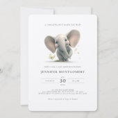 Elephant Baby Duwer Little Peanut Gender Neutral Einladung (Vorderseite)