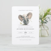Elephant Baby Duwer Little Peanut Gender Neutral Einladung (Stehend Vorderseite)