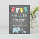 Elephant Baby | Einladung der Babydusche (Stehend Vorderseite)