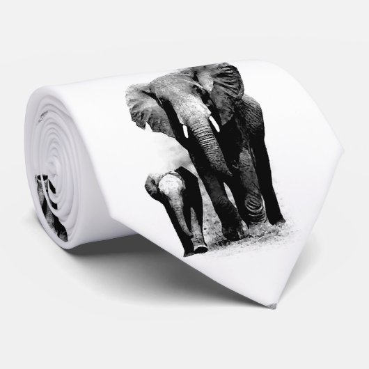 Elephant & Baby Elephant Custom Krawatte (Gerollt)
