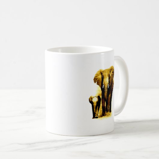 Elephant & Baby Elephant Kaffeetasse (VorderseiteRechts)