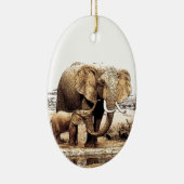 Elephant & Baby Elephant Keramik Ornament (Rechts)