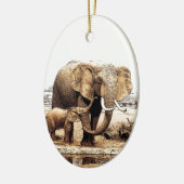 Elephant & Baby Elephant Keramik Ornament (Links)