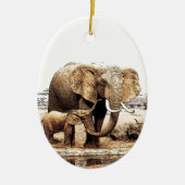 Elephant & Baby Elephant Keramik Ornament (Vorne)