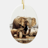 Elephant & Baby Elephant Keramik Ornament (Hinten)