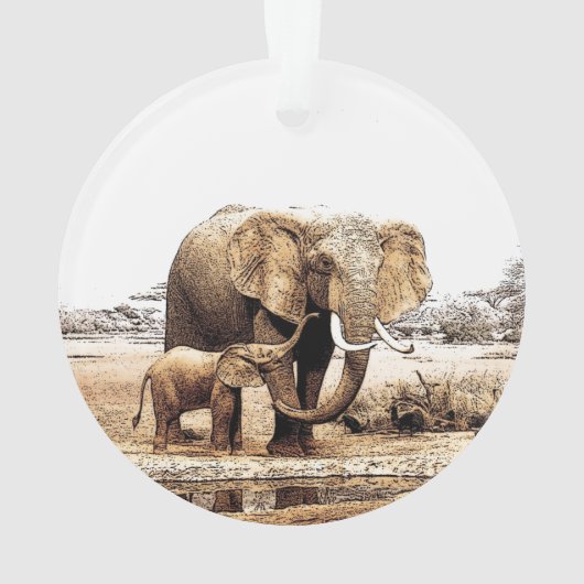 Elephant & Baby Elephant Ornament (Rückseite)