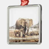 Elephant & Baby Elephant Ornament Aus Metall (Links)