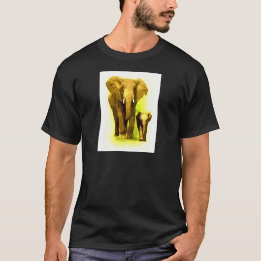 Elephant & Baby Elephant Walking T-Shirt (Vorderseite)
