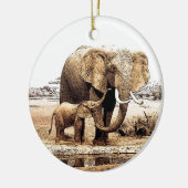 Elephant & Baby Elephant Weihnachtsdekoration Keramik Ornament (Links)