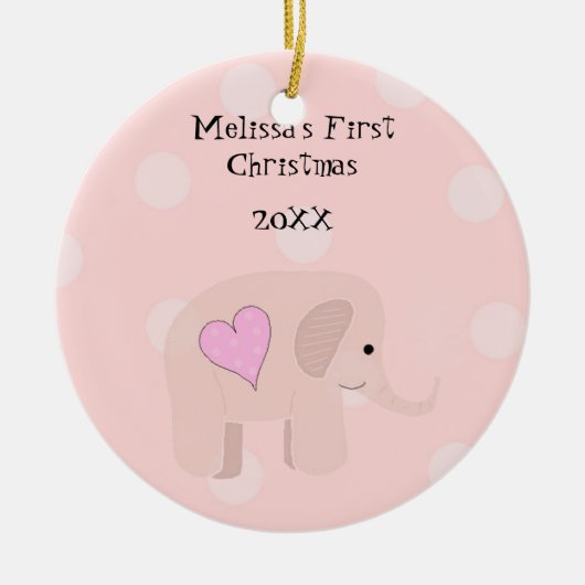 Elephant Baby First Christmas Keramikornament (Vorne)