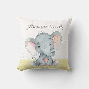 Elephant Baby Gelb und Grau Kissen