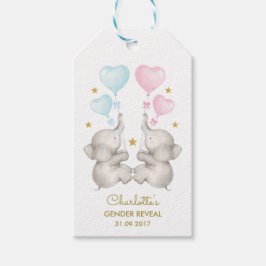 Elephant Baby Gender offenbart Blue Pink Gold Favo Geschenkanhänger