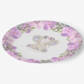 Elephant Baby Girl Babyduschplatte Pappteller (Schrägansicht)