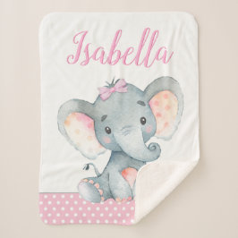 Elephant Baby Girl Blanket Sherpadecke