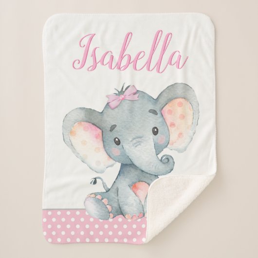 Elephant Baby Girl Blanket Sherpadecke (Vorderseite)
