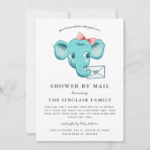 Elephant Baby Girl Dusche per Mail Einladung (Vorderseite)