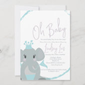 Elephant Baby Girl Elegante Script Baby Shower Einladung (Vorderseite)
