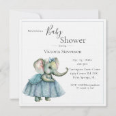 Elephant Baby Girl Shower Einladung (Vorderseite)