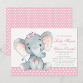Elephant Baby Girl Shower Einladungen (Vorne/Hinten)