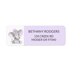 Elephant Baby Girl Shower Envelope Rücksendeadres