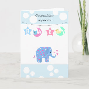 Elephant Baby Glückwunsch Karte