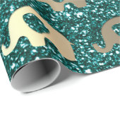Elephant Baby Gold Deep Aquamarin Green Glitzer Sp Geschenkpapier (Rolleneckpunkt)