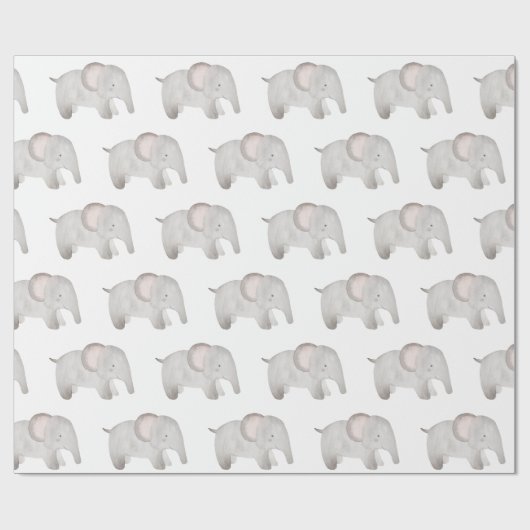 Elephant Baby Gray Watercolor Niedlich Modern Geschenkpapier (Flach)