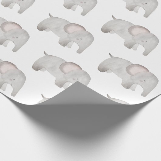 Elephant Baby Gray Watercolor Niedlich Modern Geschenkpapier (Ecke)