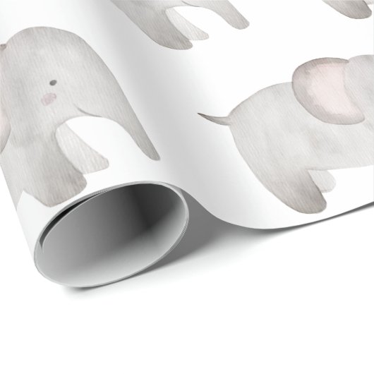 Elephant Baby Gray Watercolor Niedlich Modern Geschenkpapier (Rolleneckpunkt)