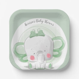 Elephant Baby Green Pappteller