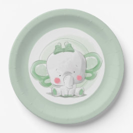 Elephant Baby Green Pappteller