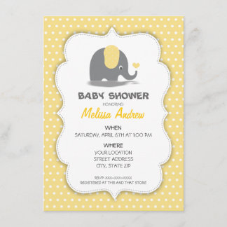 Elephant baby invitation shower einladung
