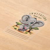 Elephant Baby Jumping Happy in African Savannah Acryleinladungen (Ablage )