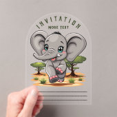 Elephant Baby Jumping Happy in African Savannah Acryleinladungen (Insitu (Handheld))