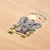 Elephant Baby Jumping Happy in African Savannah Acryleinladungen (Ablage )